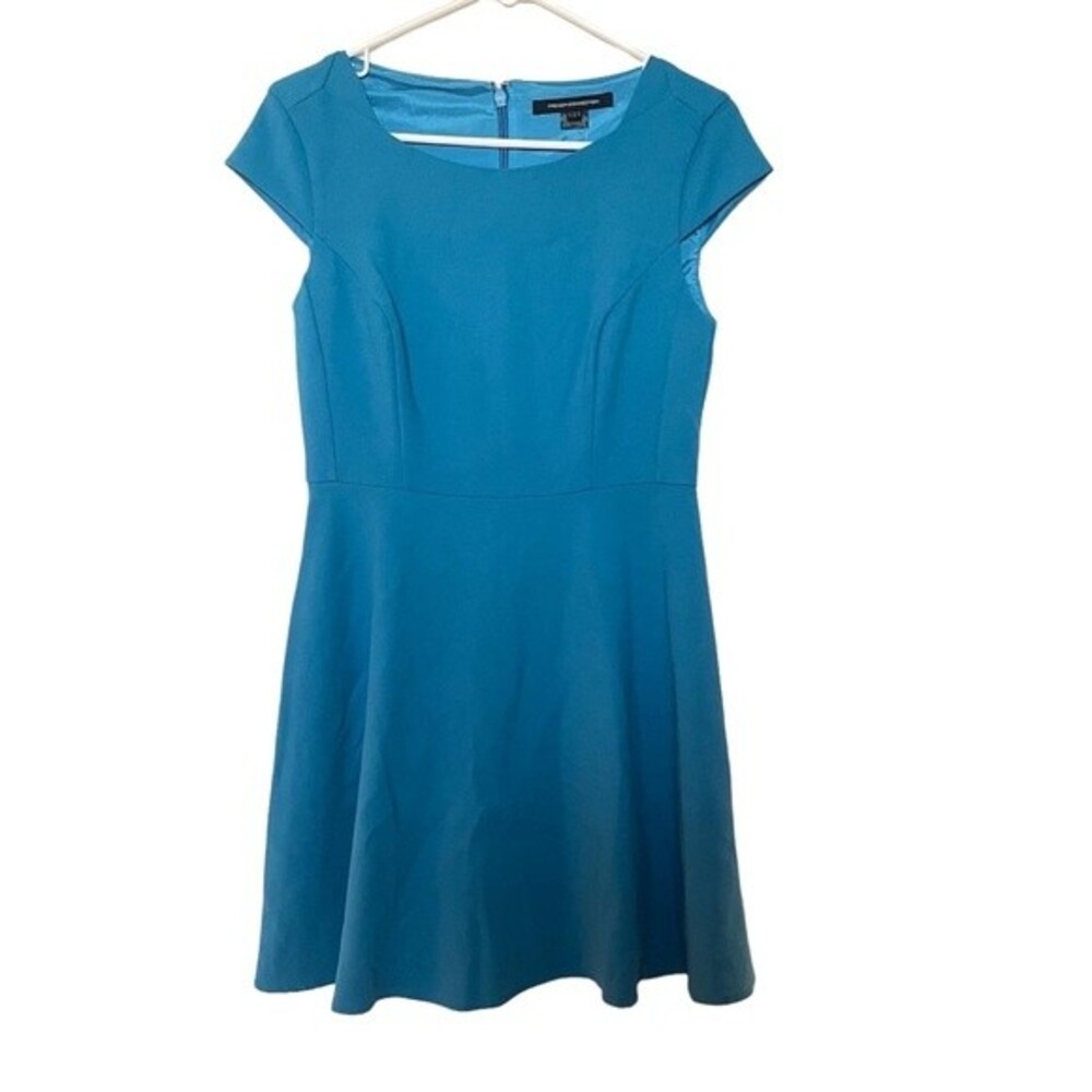 NWT French Connection Ruth Cap Sleeve Flare Dress Celestial Blue Size 8.
